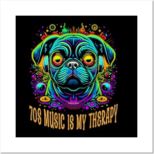 Psychedelic Pug Beats: A 70s Retro Tribute Posters and Art